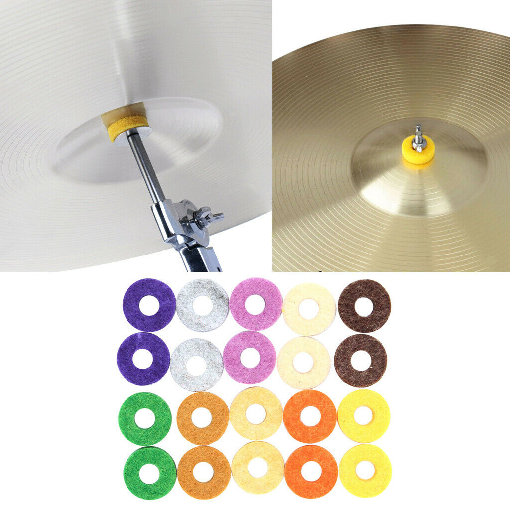 20pcs Drum Cymbal Stand Felt Washers Cushion 2.5cm Outer Dia Instrument