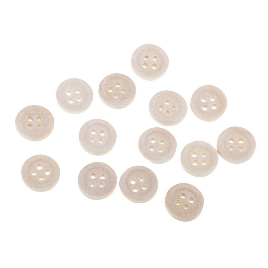 40pcs 12mm Round Natural Wood Buttons 4 Holes Sewing Buttons for DIY Crafts