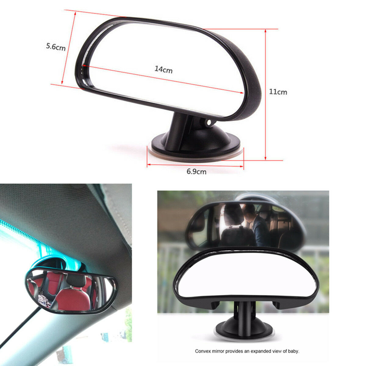 Compact 360 Â° Rotatable Car Back Seat Baby View Mirror Suction Cup Shatterproof