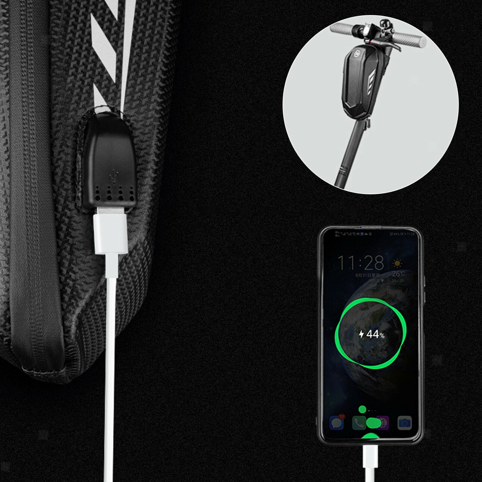 Scooter Head Handle Bag MTB Bike Hard Case Charger Storage Pouch Pack Holder