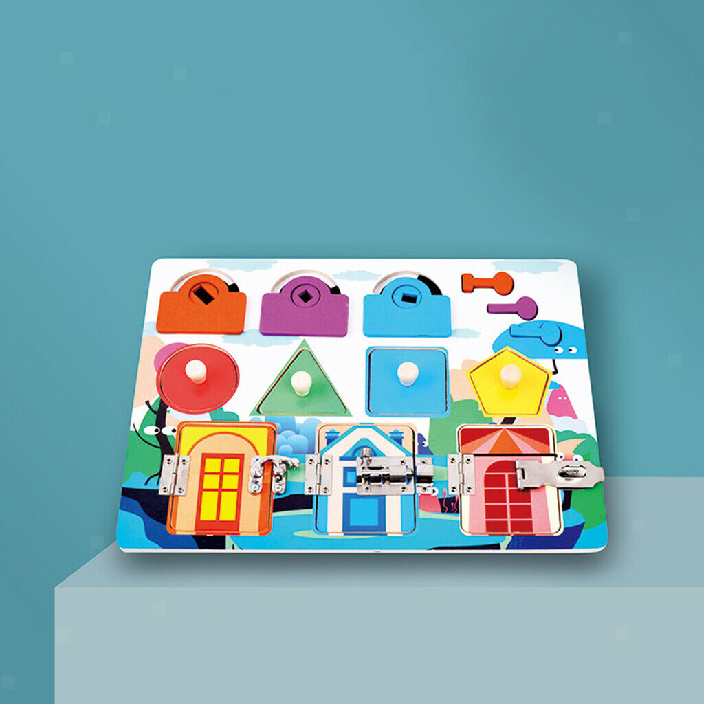Toddler Busy Board Wood Education Unlock Toys Gifts Age 3+ Boys & Girls