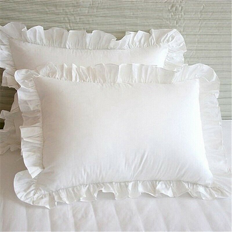 100% Cotton Ruffle Pillowcase Ruffled Pillow Cover White Pillow Case B8A3A3