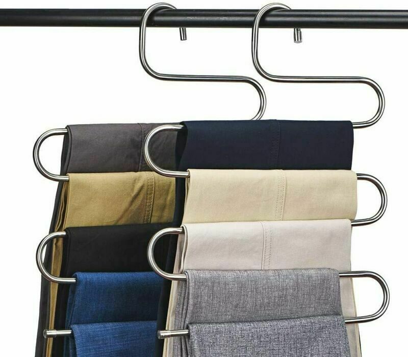 Pants Hangers S-Shape 5 Layers Hangers Rack Closet Space Saver Trouser Hanger