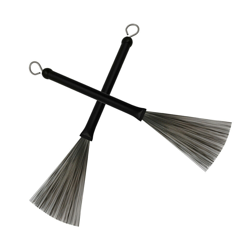 1 Pair Drum Brush Retractable Drum Wire Brush With Aluminum Handle Black