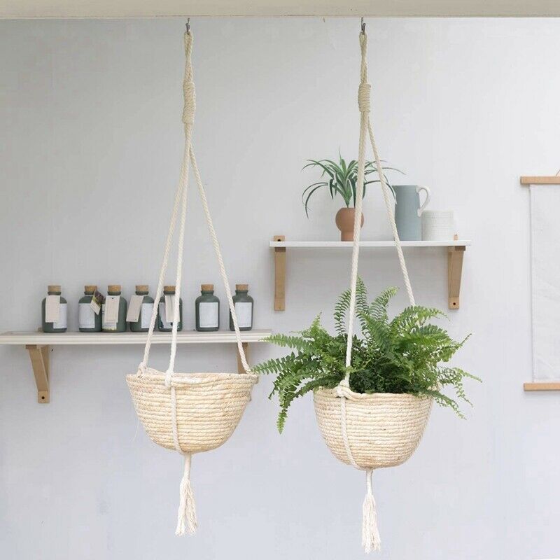 Natural Seagrass Hanging Planter Basket, Eco-Friendly Indoor Plant Pots, PlaU6K1