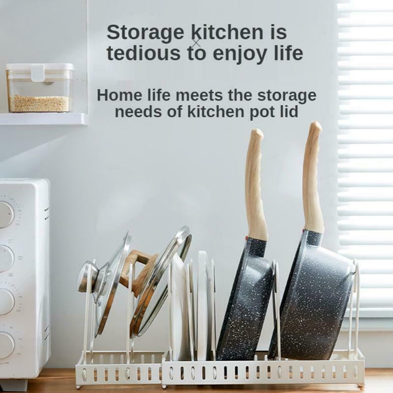 Expandable Pot Lid Rack Adjustable Kitchen Cabinet Organizer for Cutting Boards