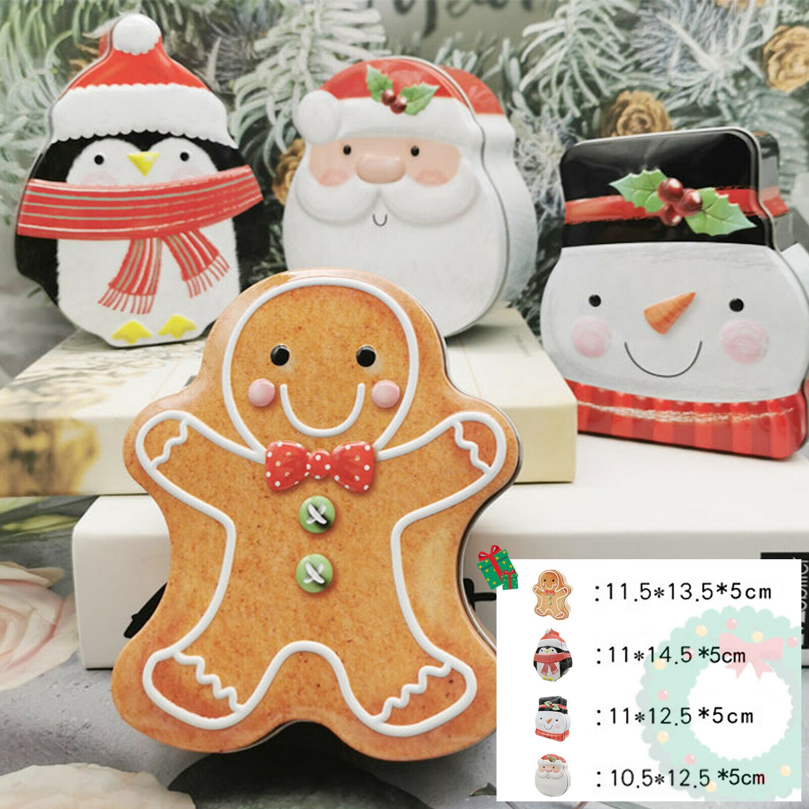 4 Pcs Cookie Tins for Holiday Treats Chocolate Candy Biscuit Container Packaging