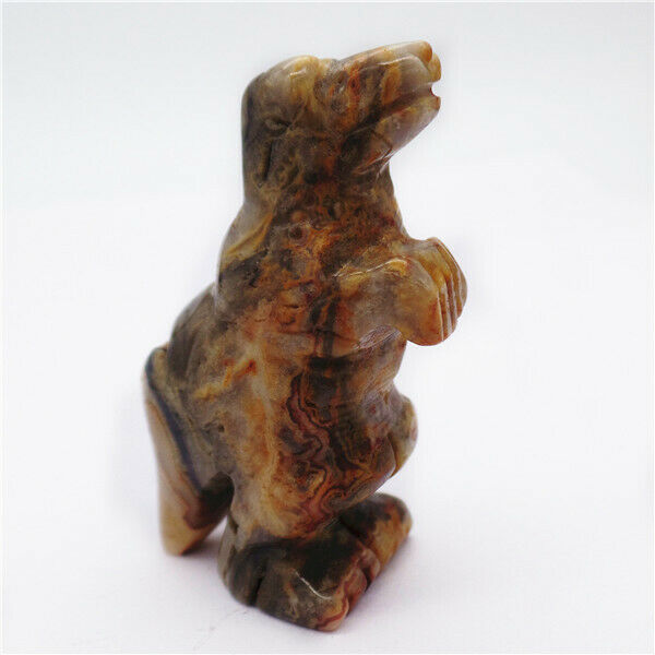 52x30x20mm Natural Crazy Lace Agate Carved Dinosaur Decoration Statue HH7948