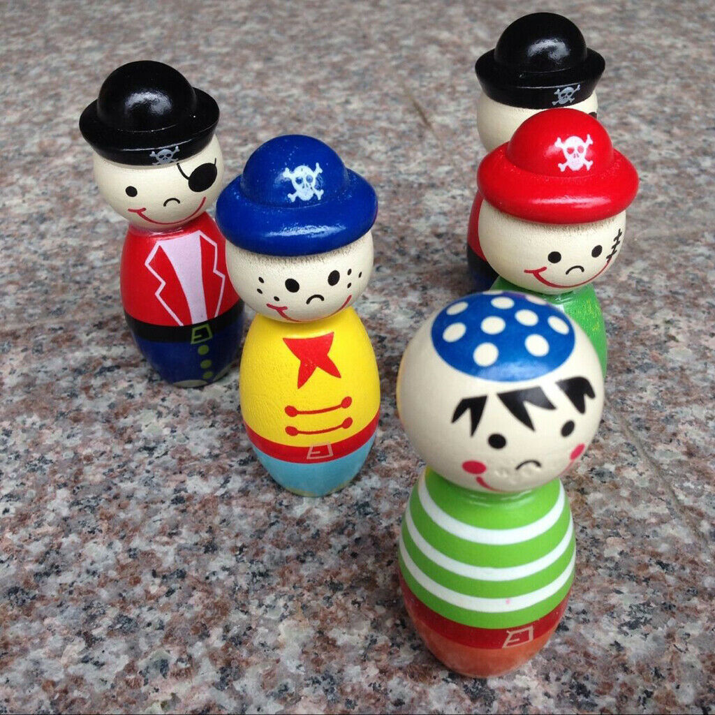 Colorful Mini Wood Bowling Game Set Family Fun Toys Children's
