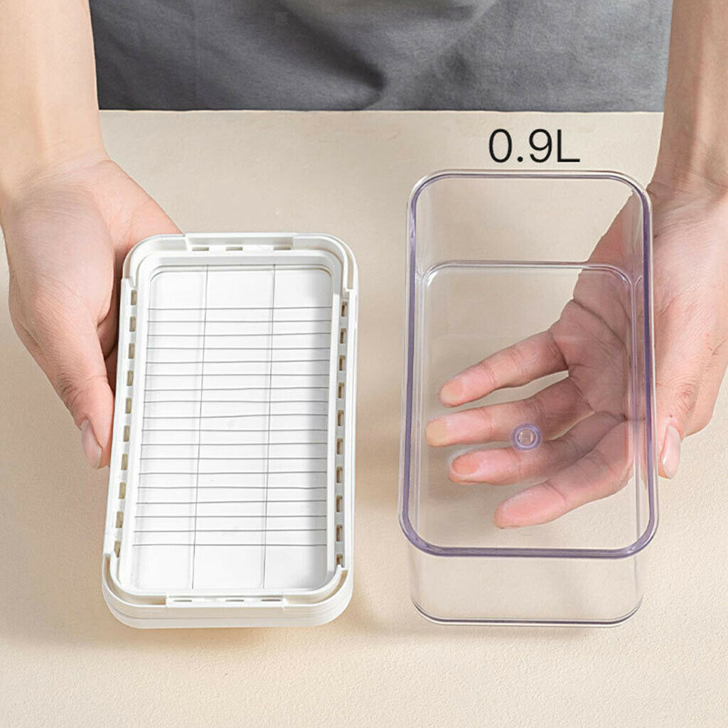 Rectangle Butter Dish with Lid Butter Slicer Cheese Fresh Box Three Grids