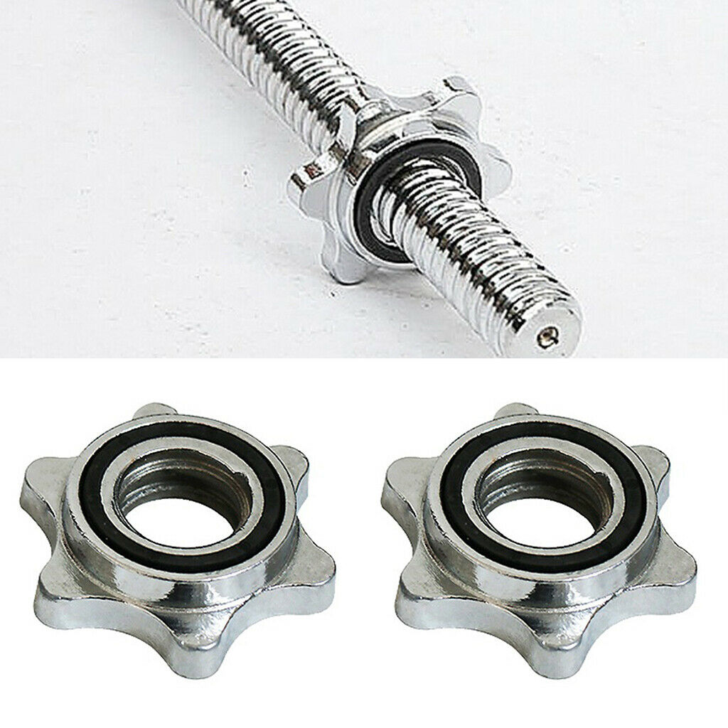 4x 1'' Dumbbell  Lock 2.5cm Barbell Hex Nut Rod Collar Hardware Strength