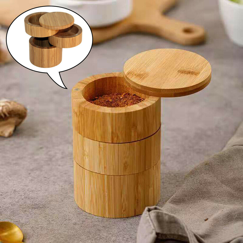 Portable Bamboo Spice Storage Box Salt Box Salt Box