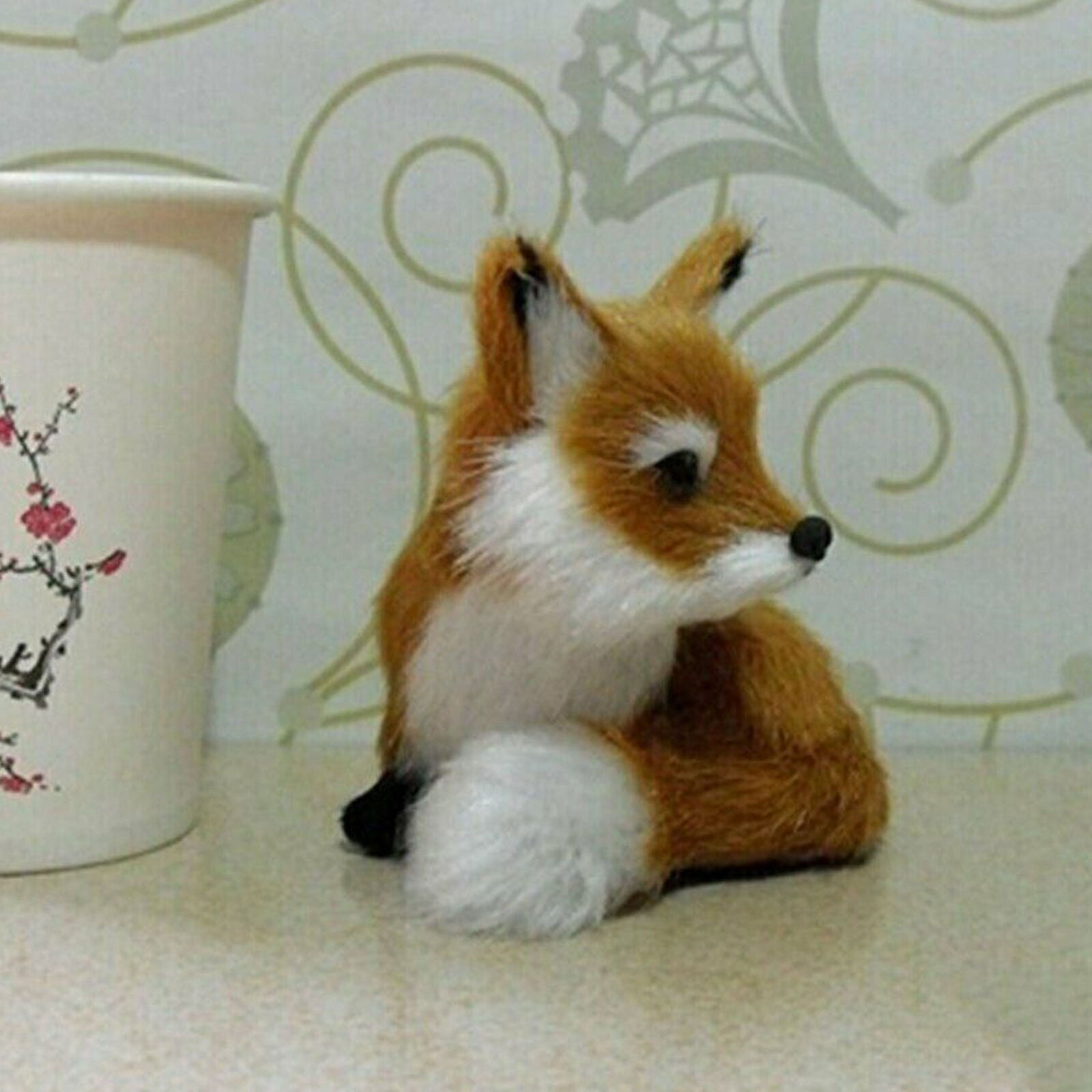 Realistic Stuffed Animal Soft Plush Kids Toys Sitting Fox Home Decor 9*7*8cm New