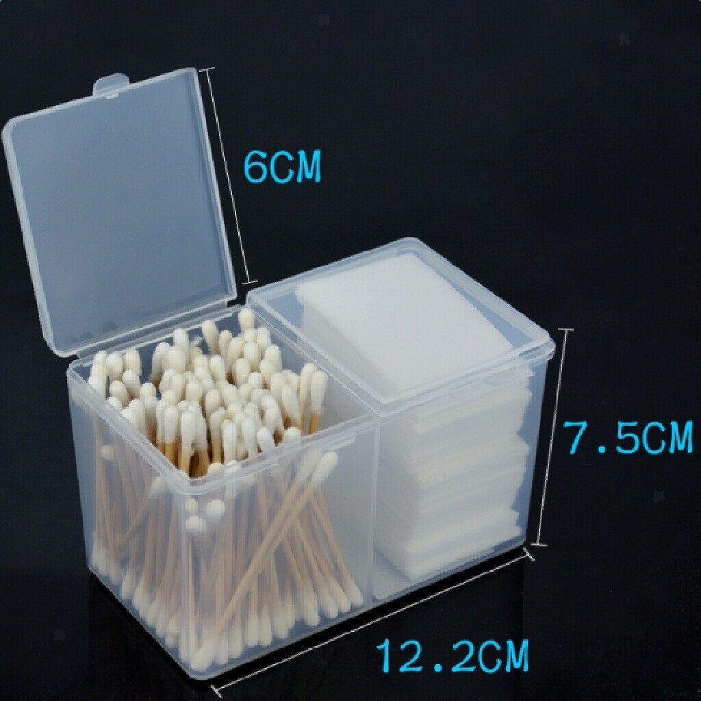 2 Grids Plastic Cotton Ball Ear Bud Swab Pad Nail Wipes Holder Organizer