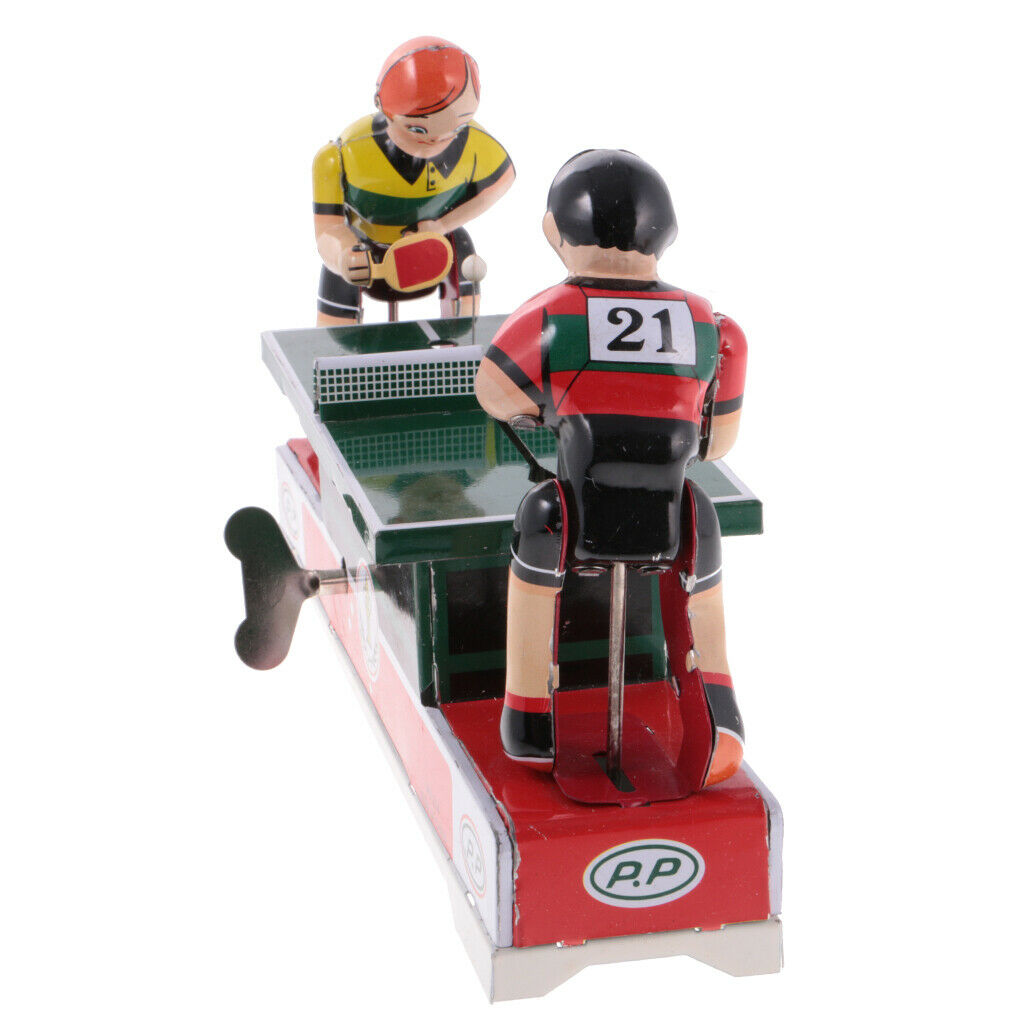 Classic Game Ping Pong Tin Toys Collectible Clockwork Wind Up