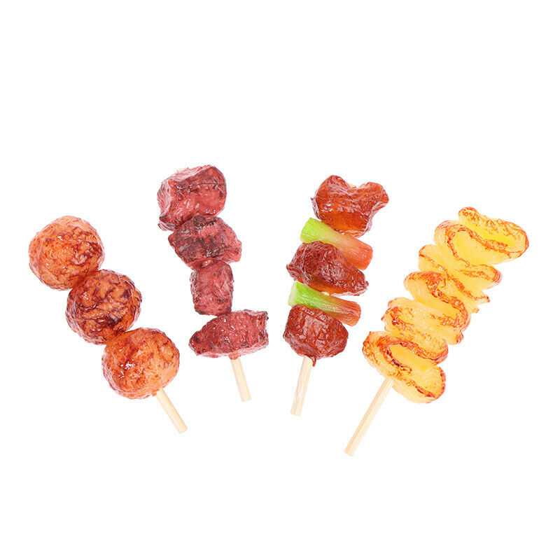 4pcs/set Simulation Mini BBQ Skewer Pretend Play Roast Beef Skewer Kitchen T Rf