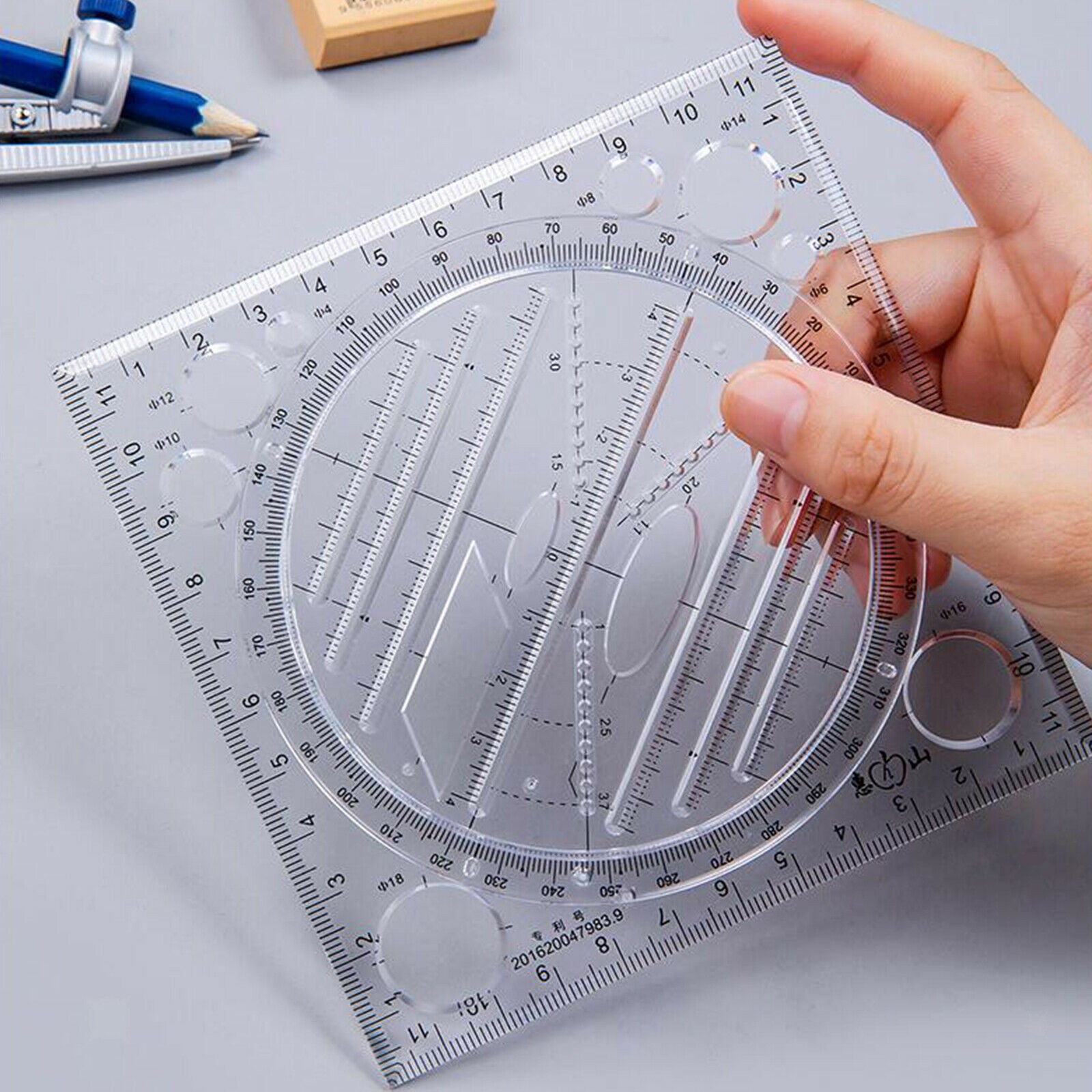 Multifunctional Drawing Ruler Curve Round Tool Horizontal for School Student