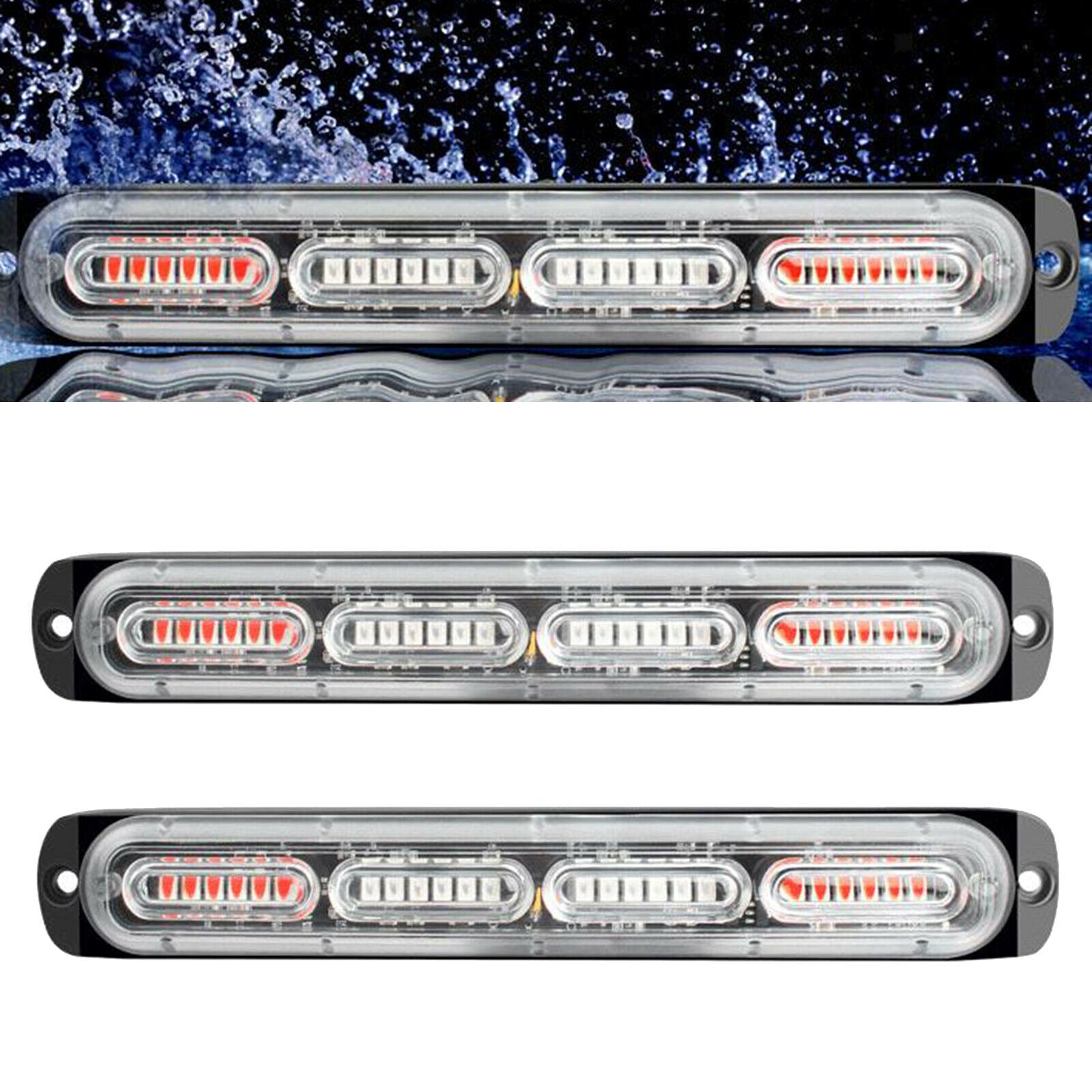 2PCS Car Truck 24 LED Warning Hazard Strobe Lamp Bar High Intensity Yellow