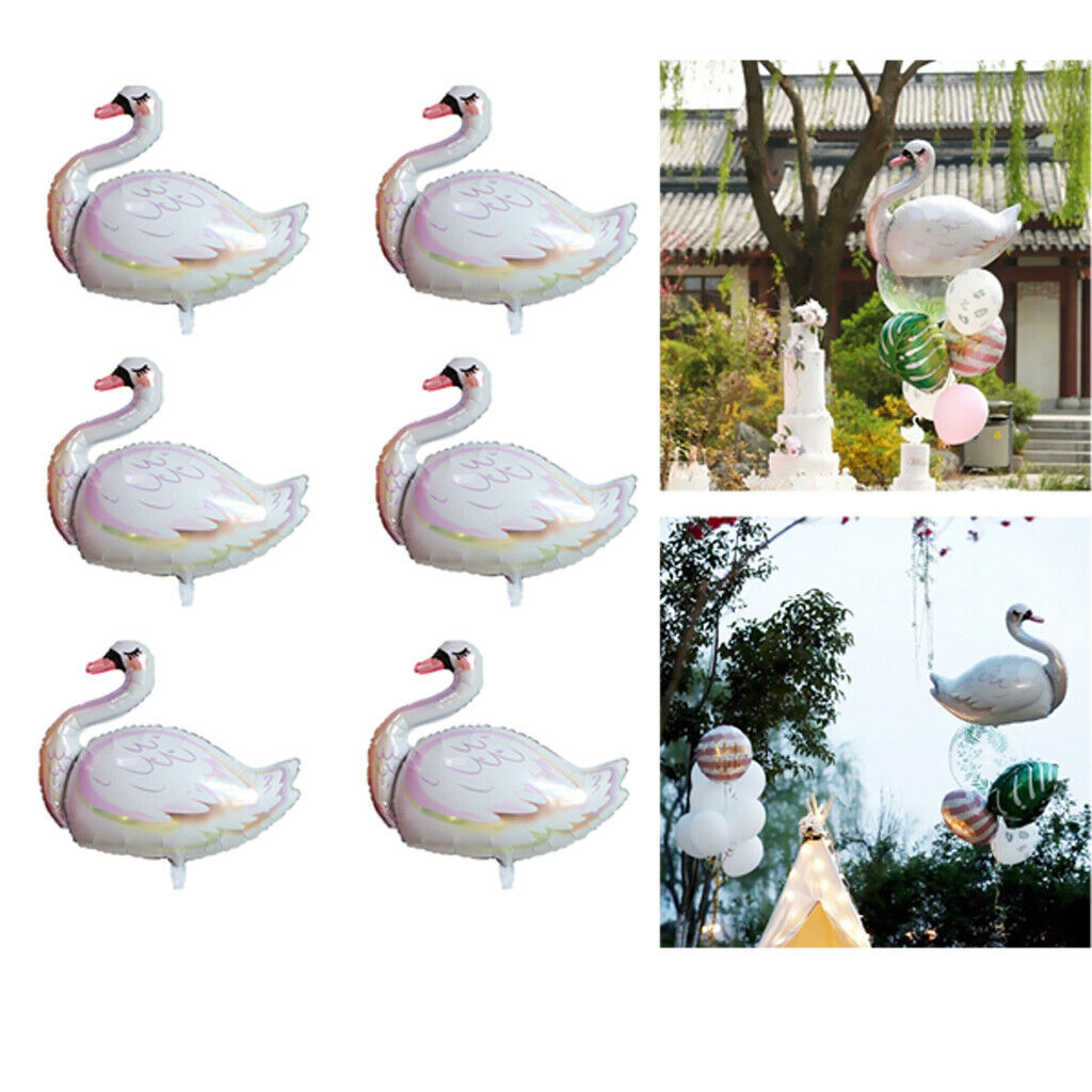 6pack Cute Party Balloons Mylar Foil Party Supplies Wedding Xmas White Swan