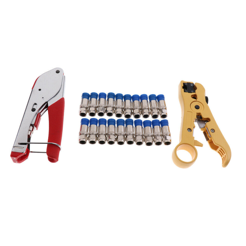 Compression Tool Assembly Coaxial Connectors Cable Crimper+Wire Stripper Tool