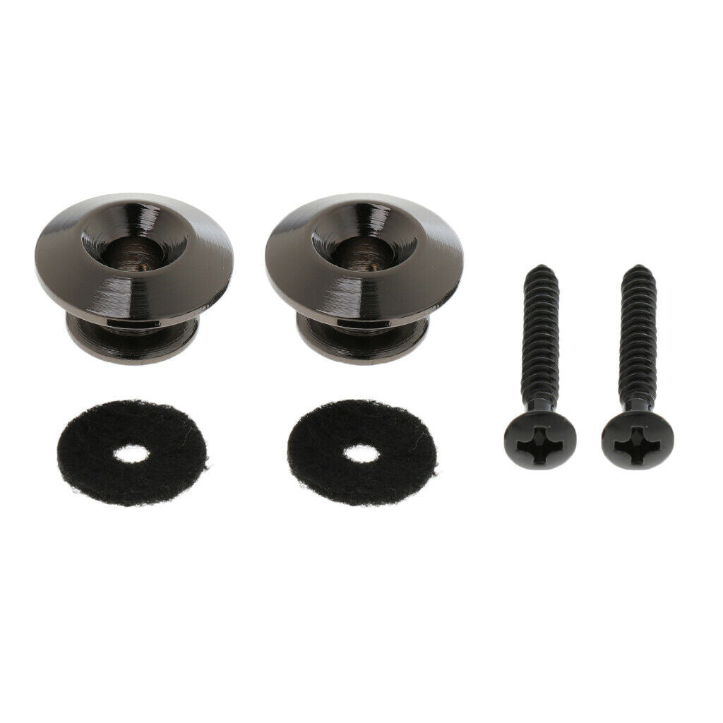 2 Pcs Guitar Strap Lock Nut Screws Set Ukulele Replacement Accessory Black