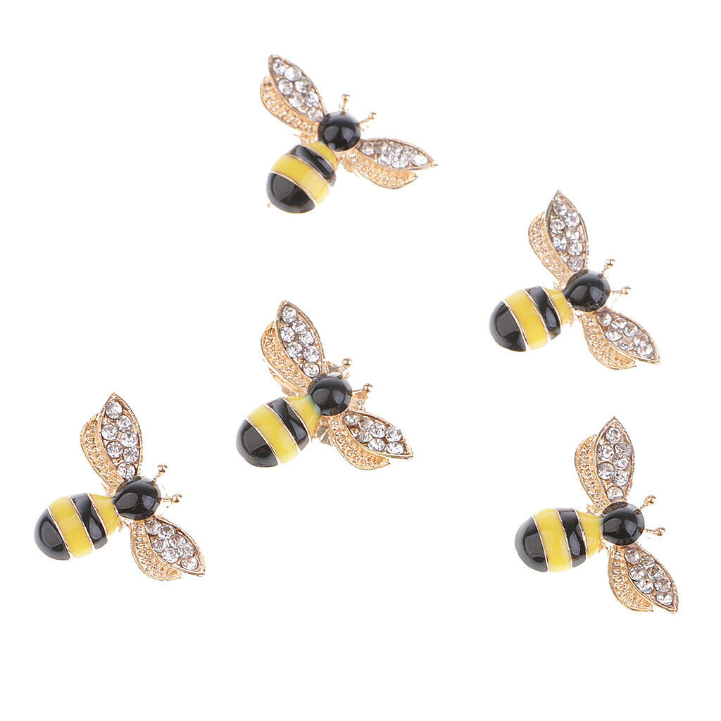 5Pcs Alloy Bee Type Rhinestone Flatback Decorative Embellishments for Crafts