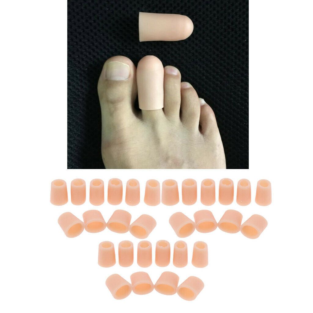 30x Silicone Toe Sleeves Caps Cushions Protector Separators for Corn Calluse