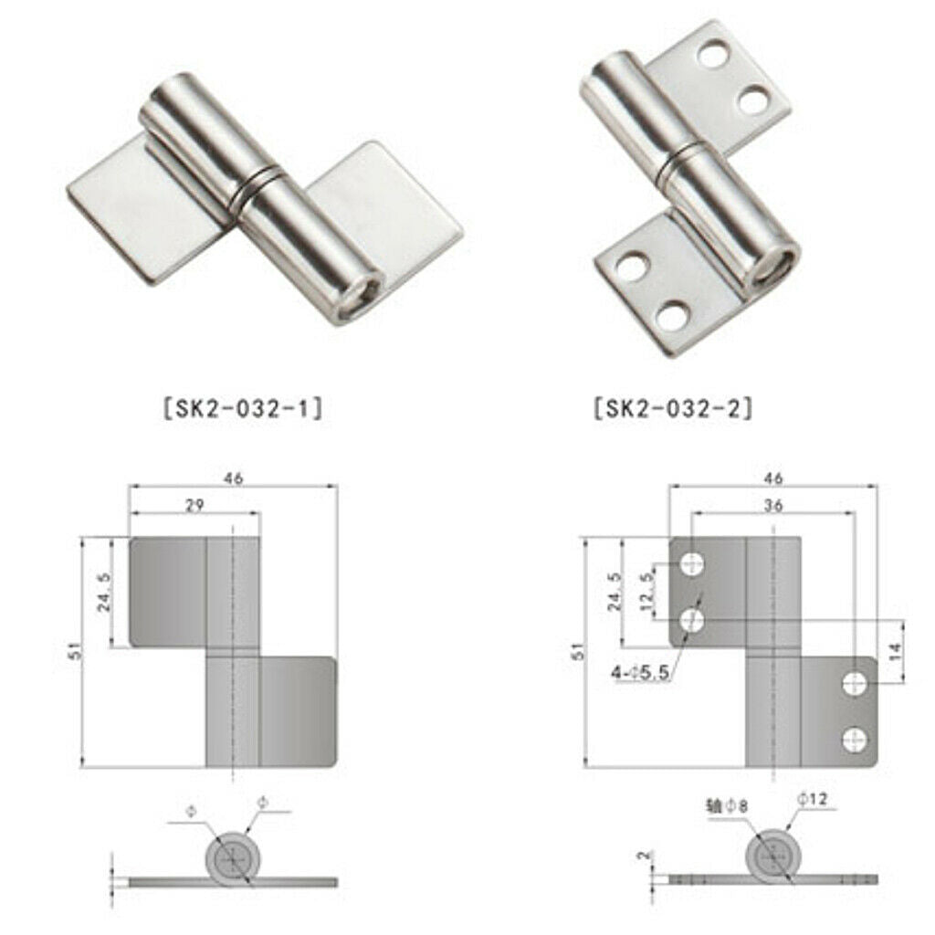 4 pcs 29x2mm Stainless Steel Weld On Hinges Heavy Duty Boat Door Hinges