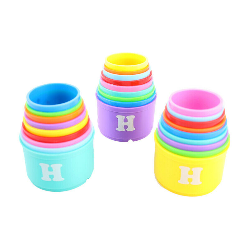 9PCS Educational Baby Toys Folding Stack Cup Tower Children Early Intelli.l8