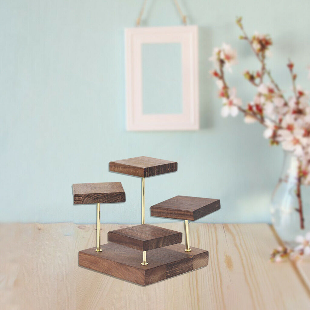 High-end Walnut Jewelry Display Stand Rotatable for Rings Bracelets Necklace