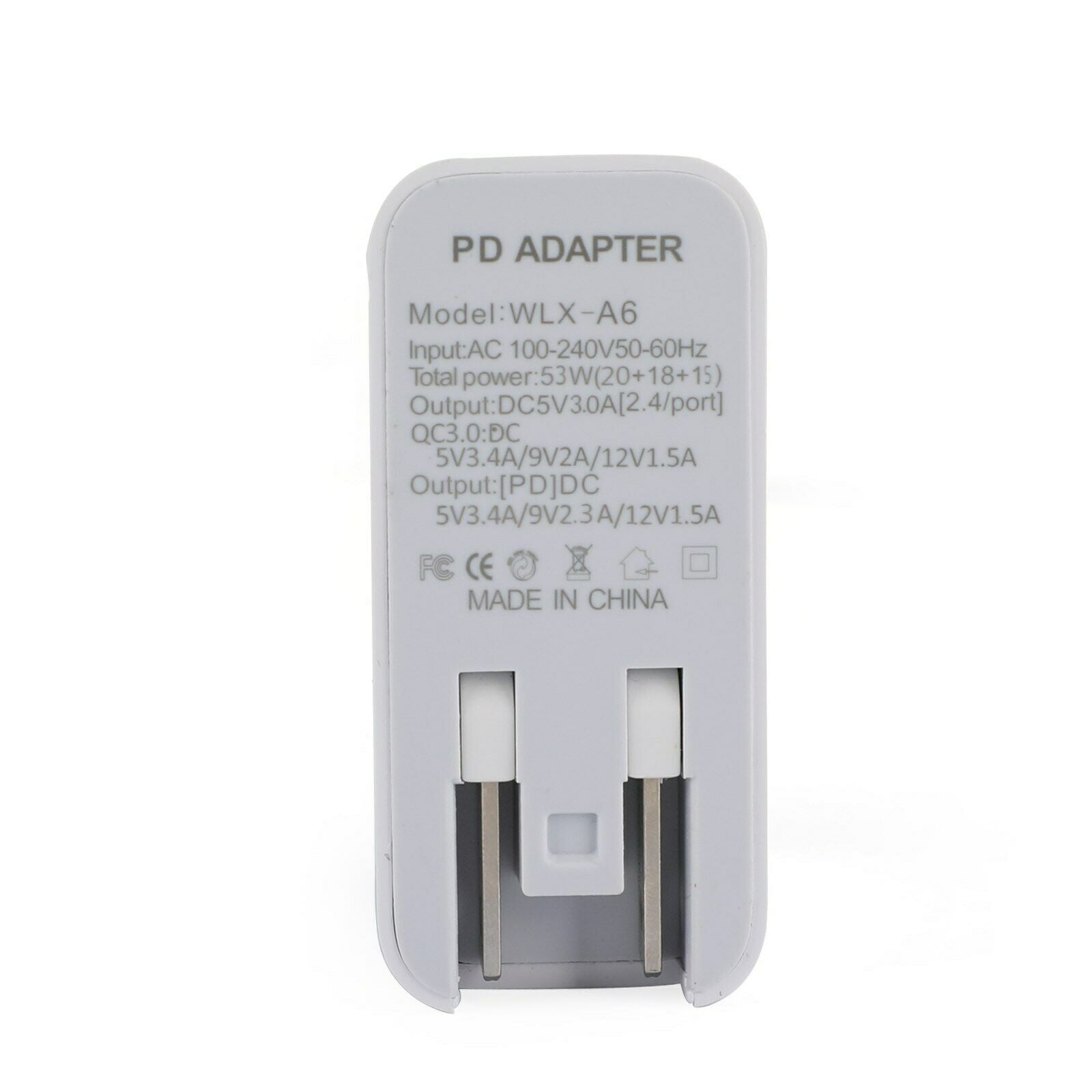 QC3.0 53W PD Fast Charging Charger 3 USB QC3.0 + 20W PD Port Type C US Plug