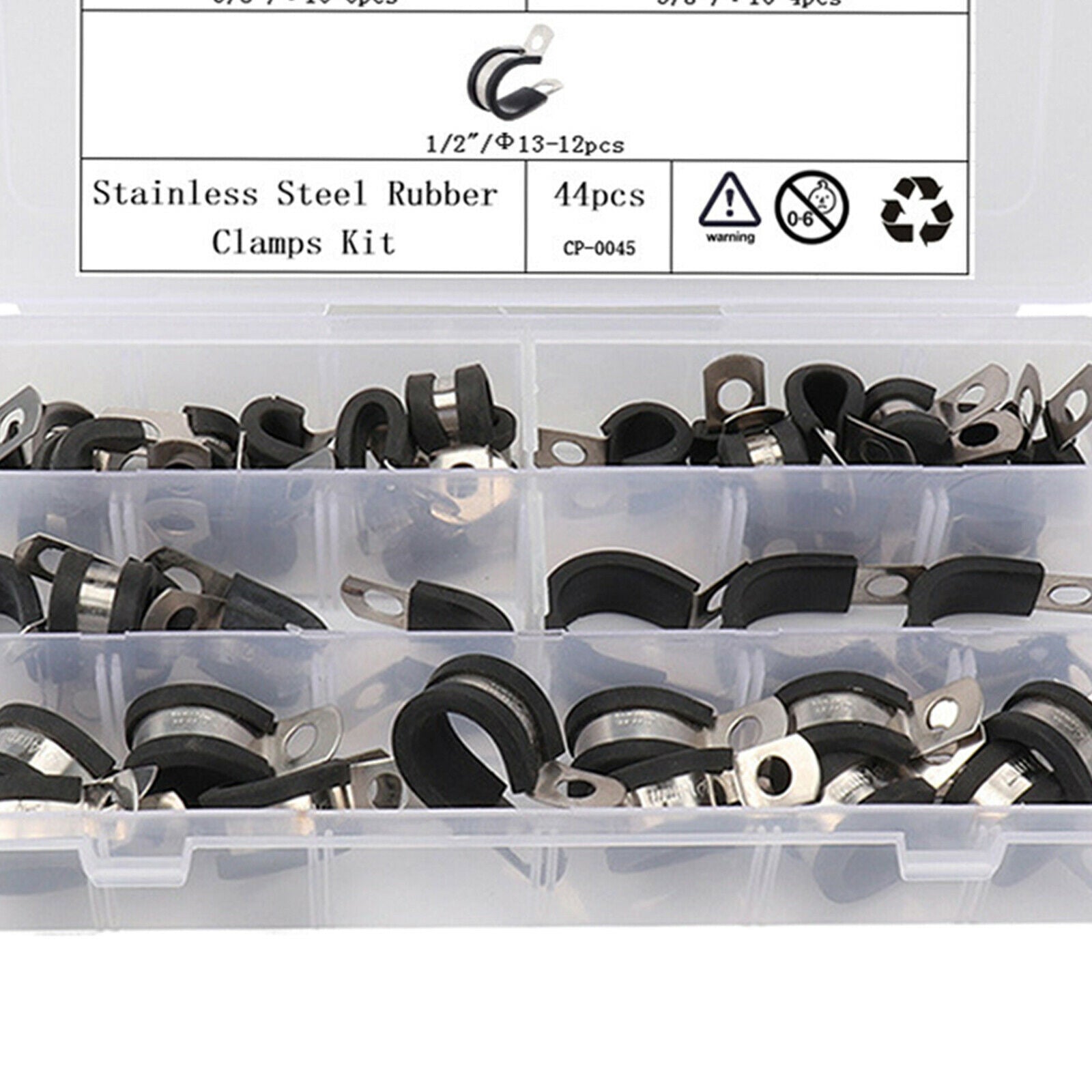 44Pcs 304 Stainless Steel Rubber Band Clamp Rubber Insulated Wire Clamp Kit
