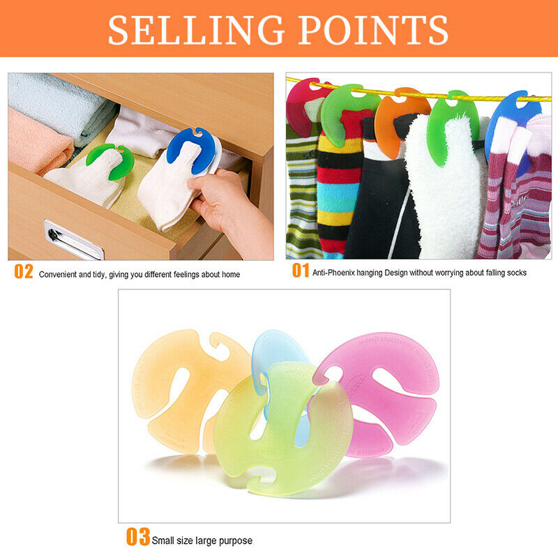 12pcs Sock Clips Sock Organizers Sorters Holders Socks Clip Multifunctional