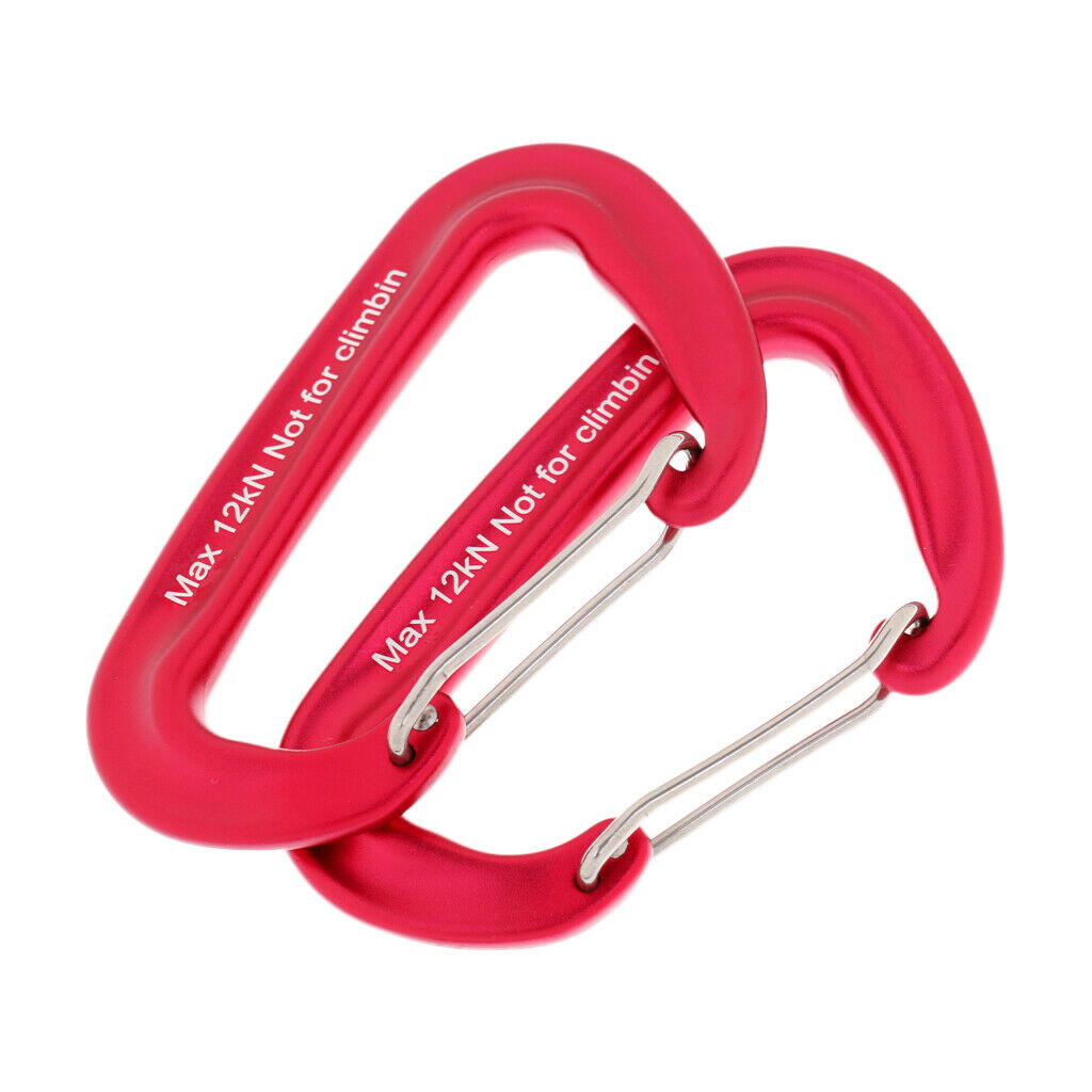 6 Pieces 12KN Aluminum Wire Gate Carabiner for Hammock Camping Hiking Red