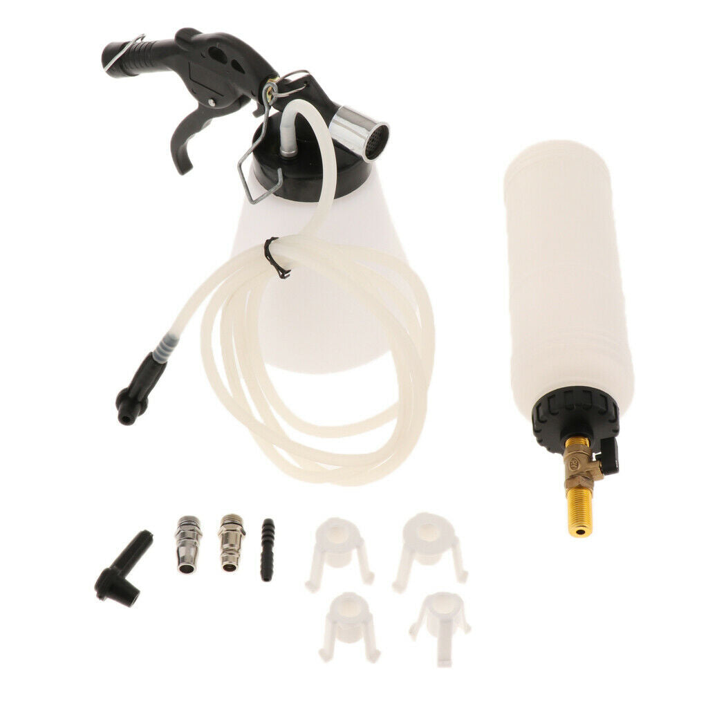 1L AIR Pneumatic Brake Bleeder Fluid w/ 4Master Cylinder Adapters 90-120 PSI