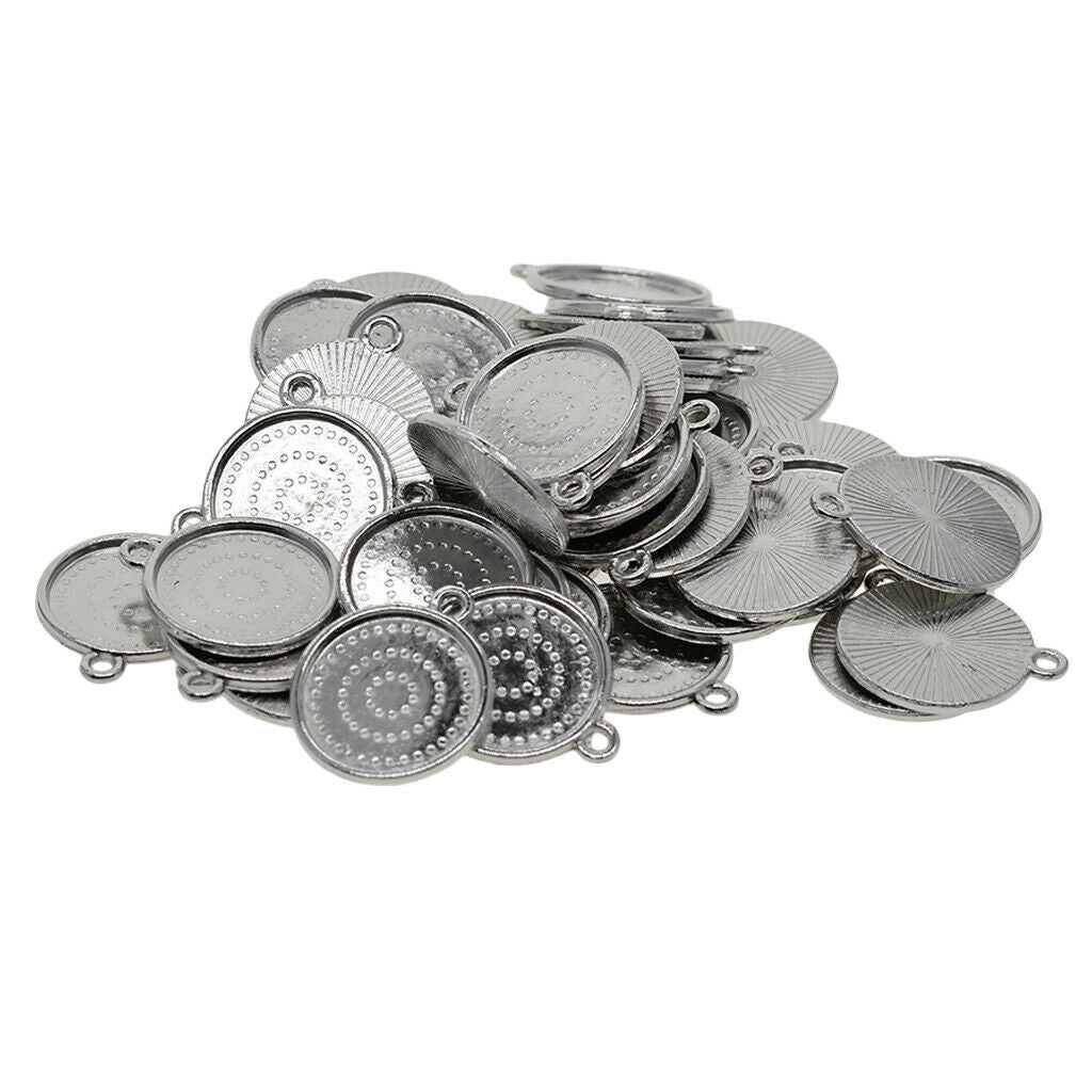 50x 18mm Round Pendant Blank Cabochon Base Setting Trays DIY