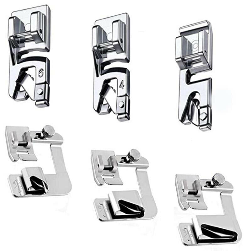 6Pcs Hemming Foot Kit Adjustable Hemmer Foot For