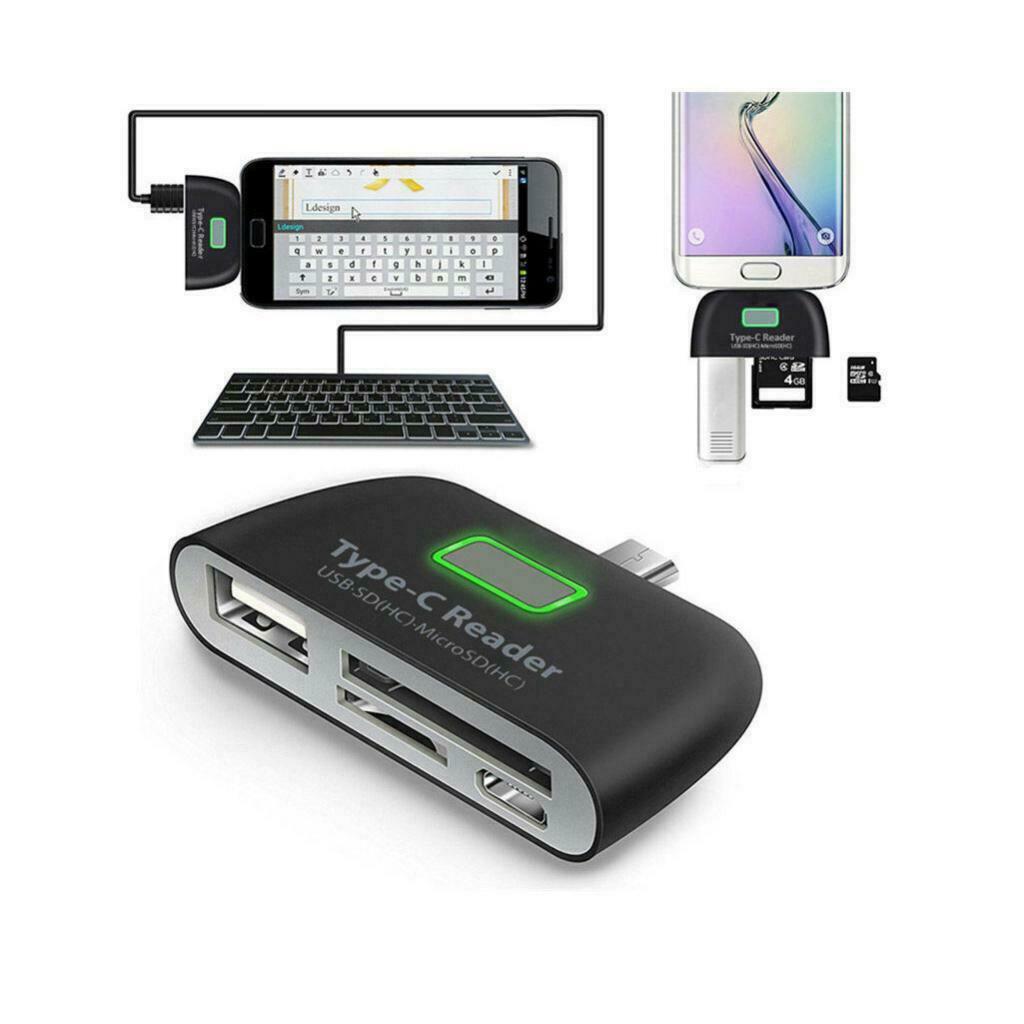 Type C 3.1 to USB 2.0 OTG HUB Adapter SD/TF Memory Card Reader For