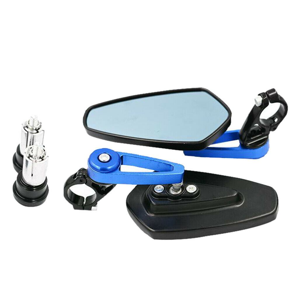 Blue Motorcycle Rear View Mirrors Anti-glared Lenses Adjustable with Screws
