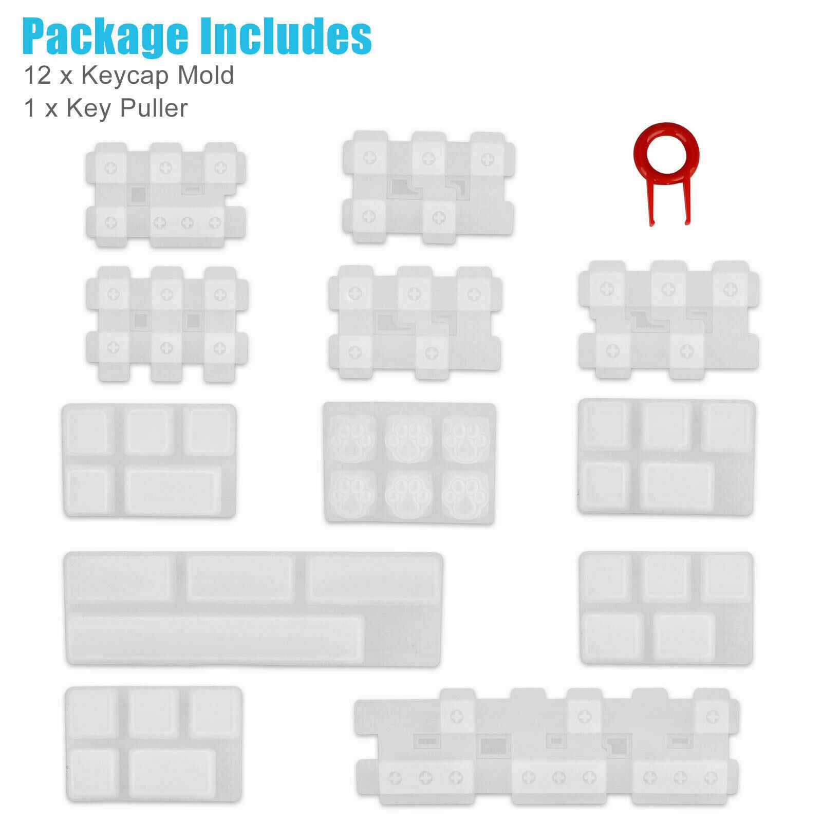 13Pcs Key Cap Silicone Molds Kit Keyboard Decor Moulds DIY Epoxy Craft Handmade