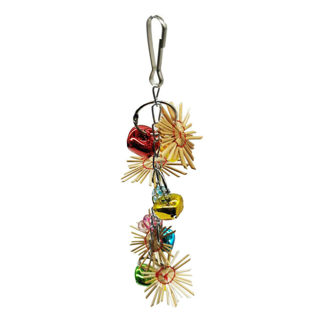 Birds Parrots Woven Straws Toys W/ Bells Birds Chew For Medium Birds Parrots