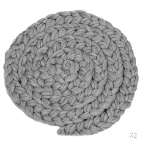 Newborn Baby Roving Braid Wool  Fiber Rugs Photography Props Grey