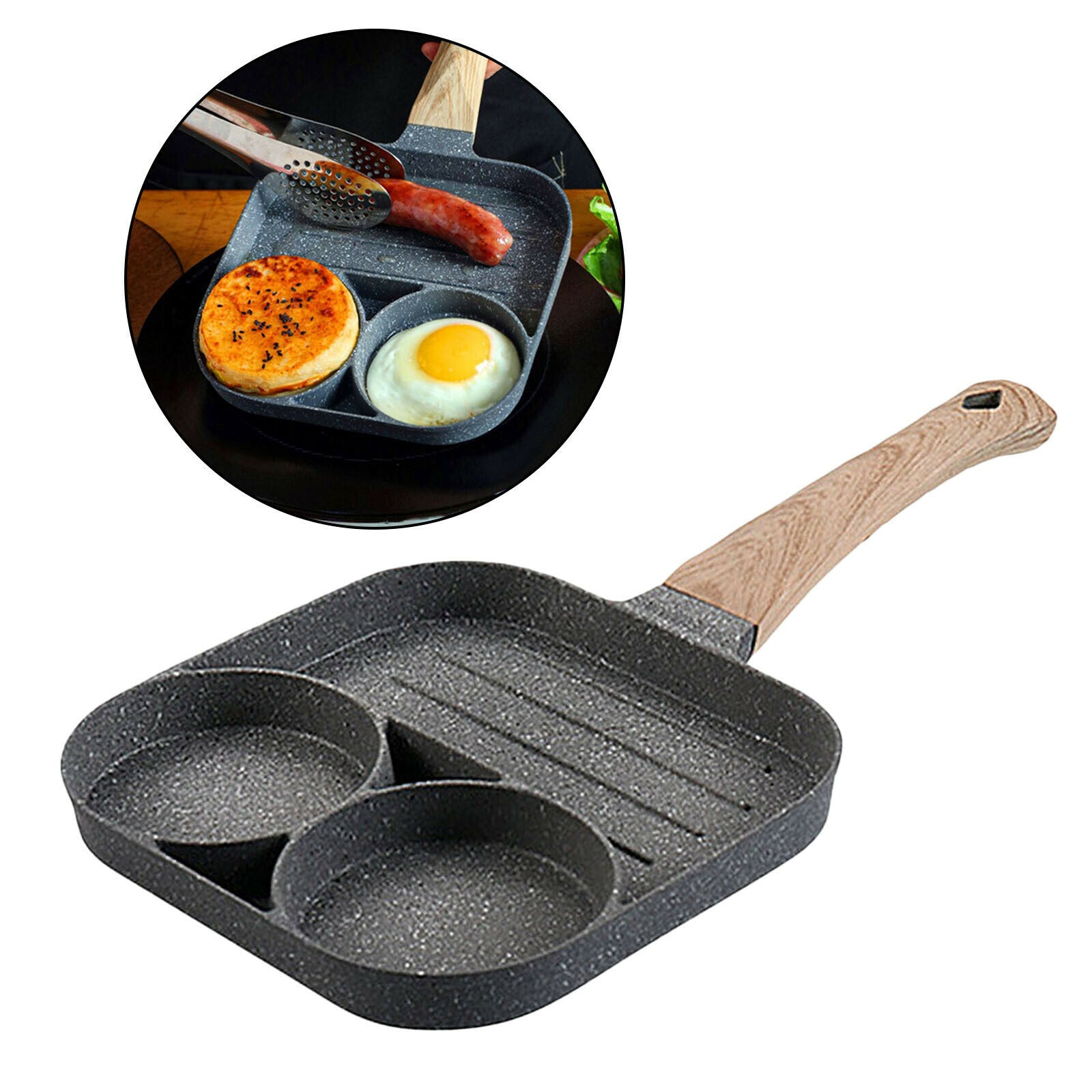 Egg Frying Pan Non Stick Burger Bacon Sausage Omelet Cooker Pan Skillet Home