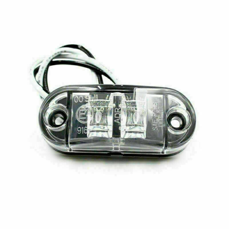 30x 24V 2 Led Light Oval Clearance Trailer Car Truck Side Marker Tail Lamp White