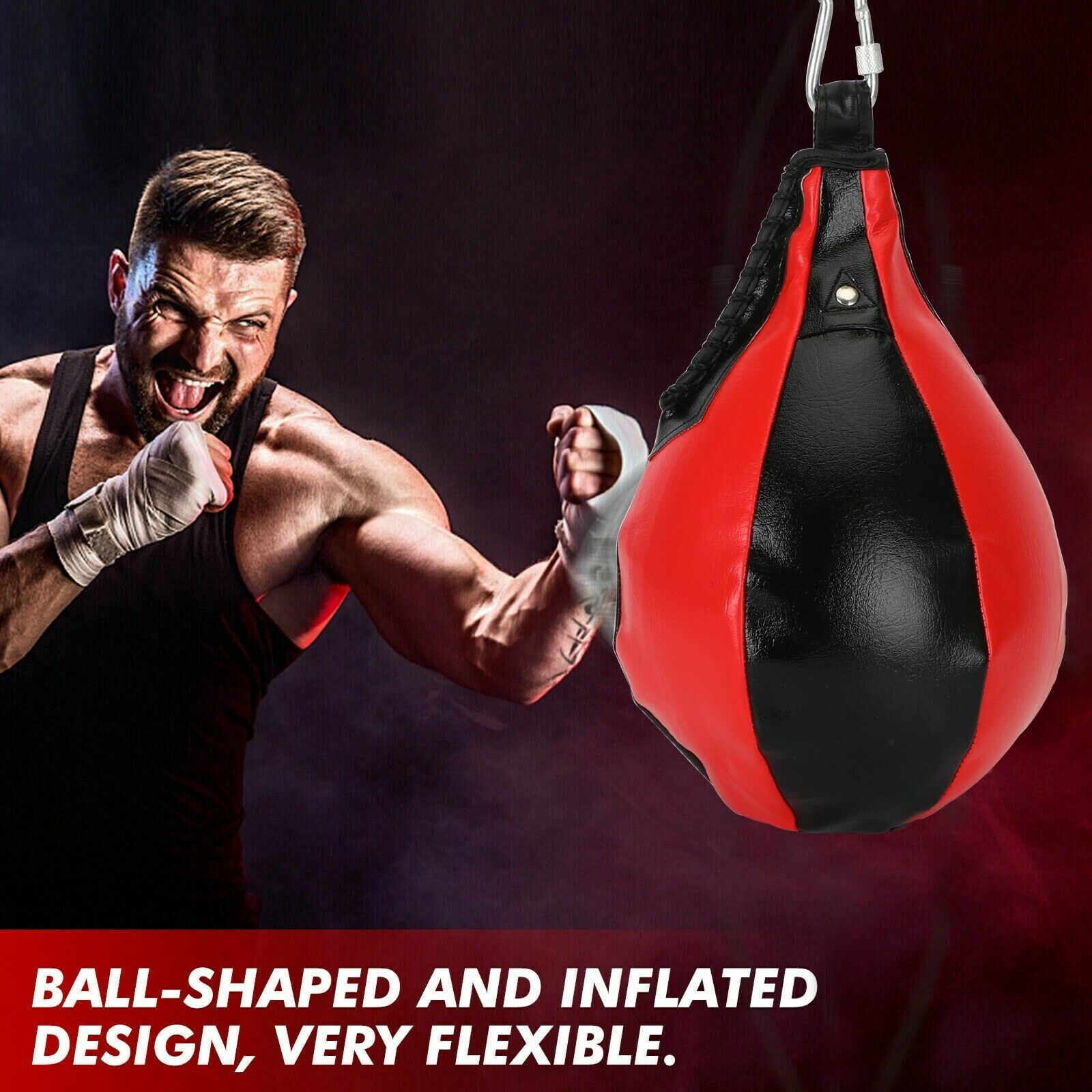 Leather Speed Bag Boxing Speed Ball MMA Kickboxing Training + Inflator B