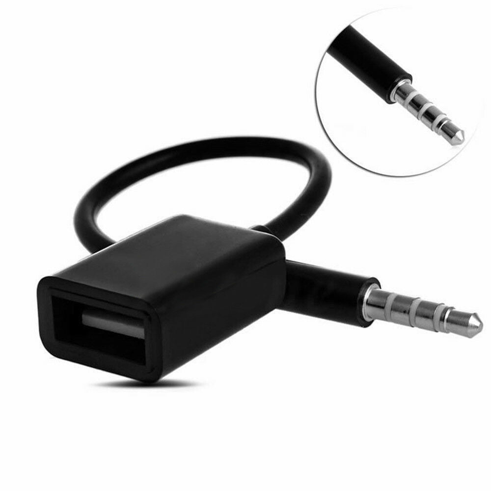For Car MP3 3.5mm Male AUX Audio Plug Jack To USB 2.0 Female Converter Cable New