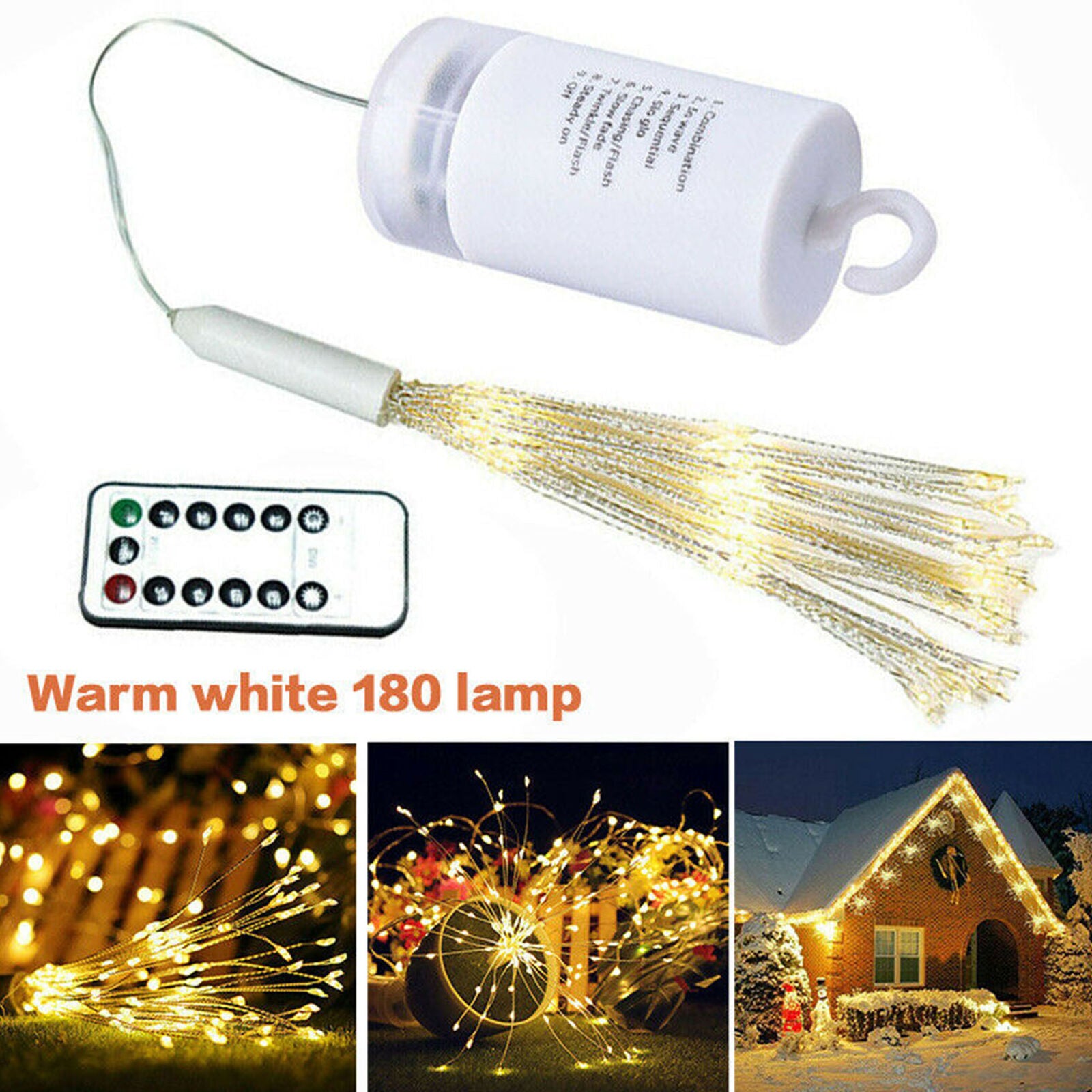 Warm White LED Firework Star Xmas Copper Strip Fairy Light Wedding Party Hanging