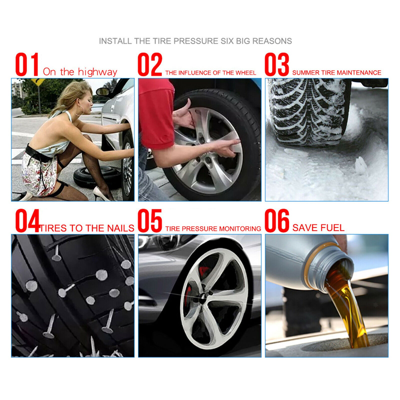 Solar TPMS LCD Car Tire Tyre Pressure Monitoring System for RV Trailer