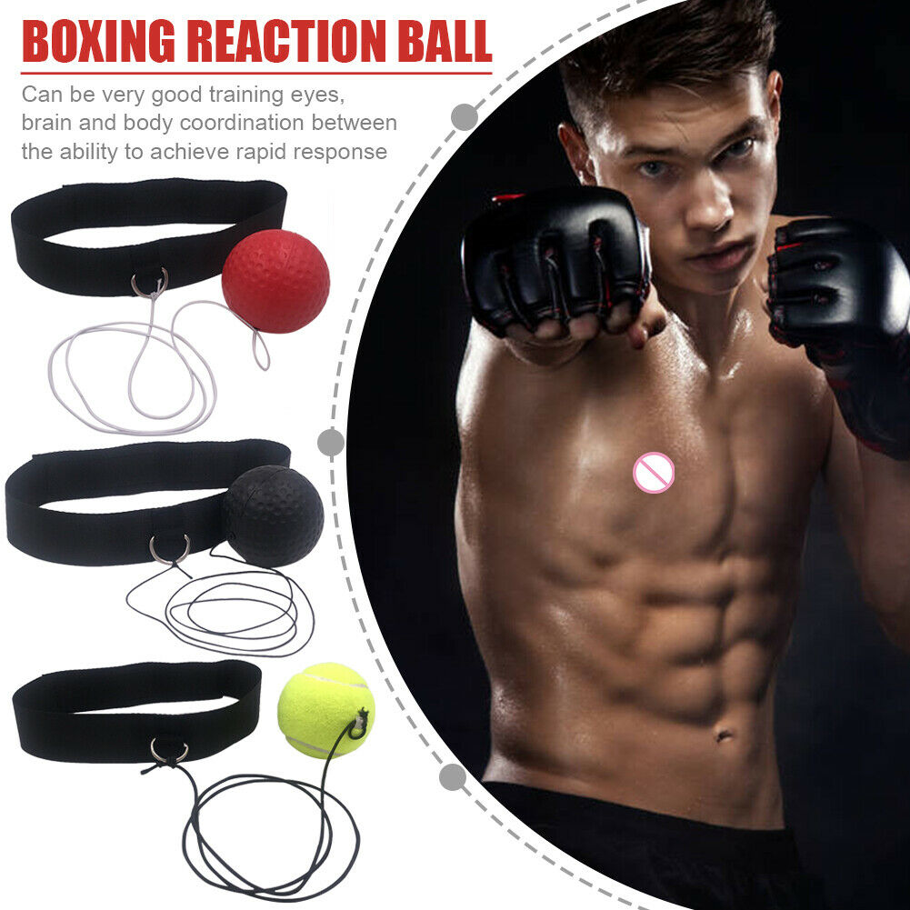 4x Muay Thai Hand Eye Training Ball Boxing Reflex Speed Ball with Headband @