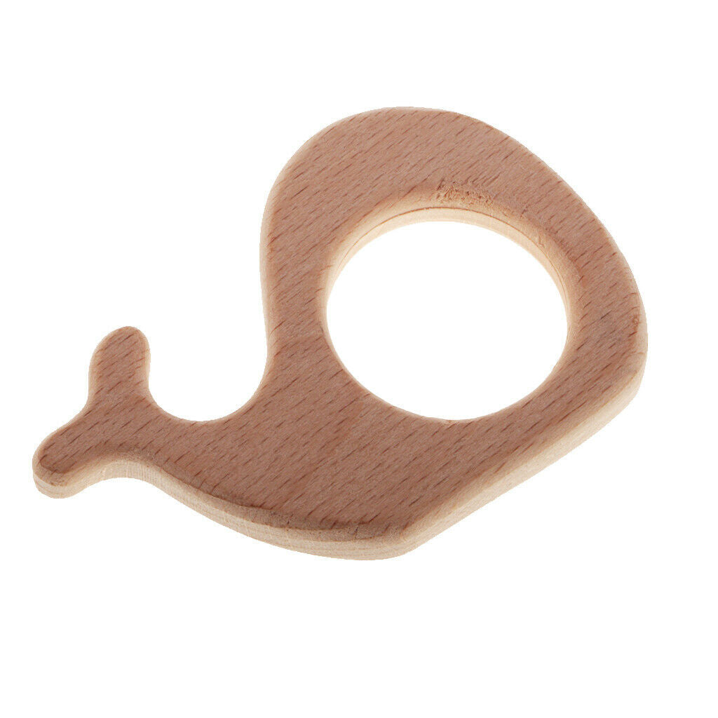 2x Natural Wooden Animal Baby Teething ,Mom Nursing Kids Grasping Teether Toys